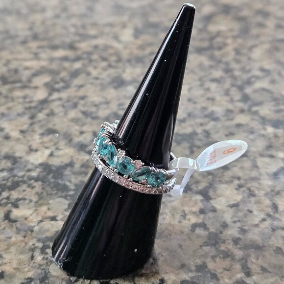 Bomb Party RBP7471 "She Won't Back Down" Paraiba Tourmaline & Diamond CZ Sz 6 - Picture 4 of 5